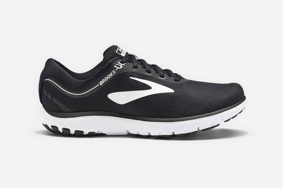 Brooks Running Shoes - Pureflow 7 Road Womens - Black/White - EAX-134095